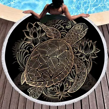 

Summer Oversize Beach Towel 3D Round Microfiber Yoga Mat Absorption for Travel Sport Shawl