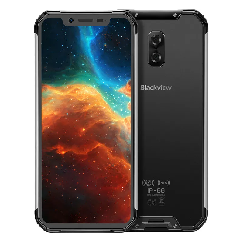 Мобильный телефон Blackview BV9600 Android, 6,21 дюймов, MT6771T, четыре ядра, 4 ГБ, 64 ГБ, Беспроводная зарядка, две sim-карты, NFC, OTG, смартфон - Цвет: Черный