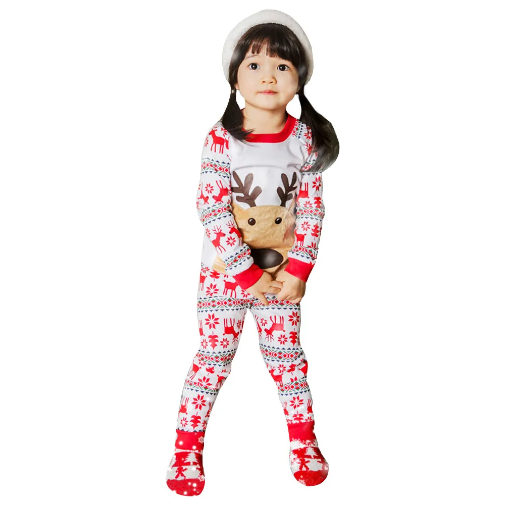 

Cute Girl Clothes Fashion Toddler Kids Baby Girl Deer Long Sleeve T shirt Tops+Pants Christmas 2Pcs Outfits Children's Clothing