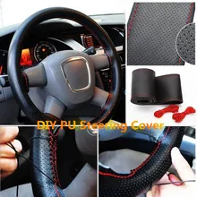 

1 PC DIY Car Steering Wheel Cover Leather Soft Steering Wheel Microfiber Skid-Proof Cover With Needle and Thread Car Accessories
