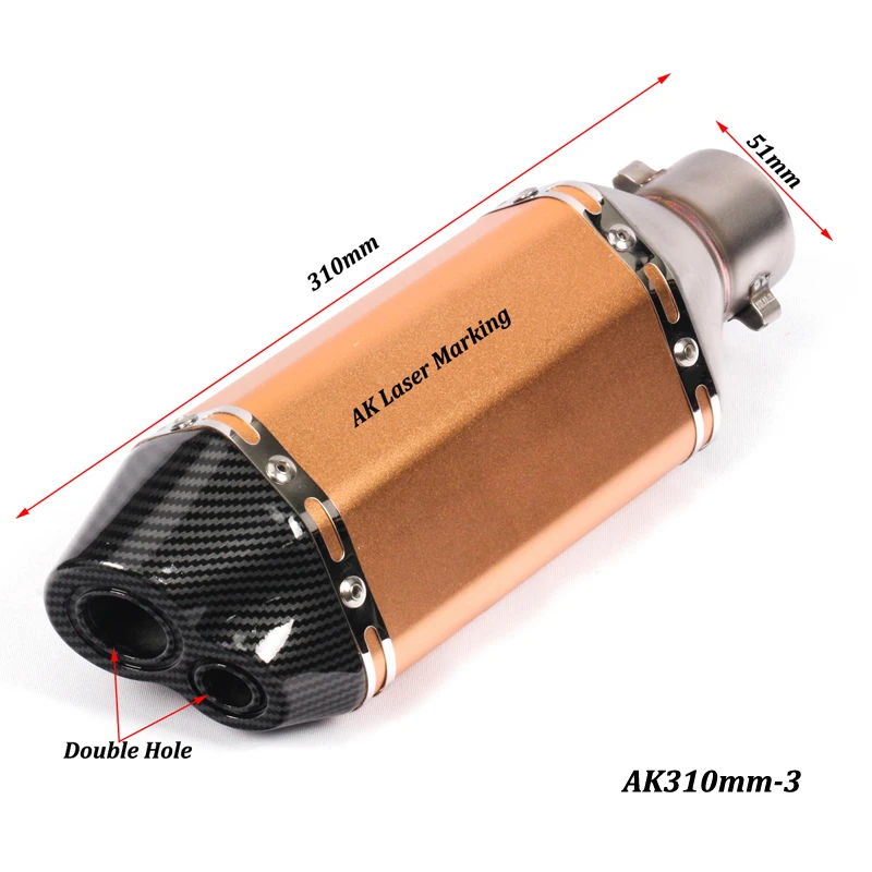 Универсальный выхлоп с двойным отверстием для мотоцикла, модифицированный 310 мм 370 мм 470 мм для скутера, мотоцикла для NC750 R6 R15 FZ6 - Цвет: 03
