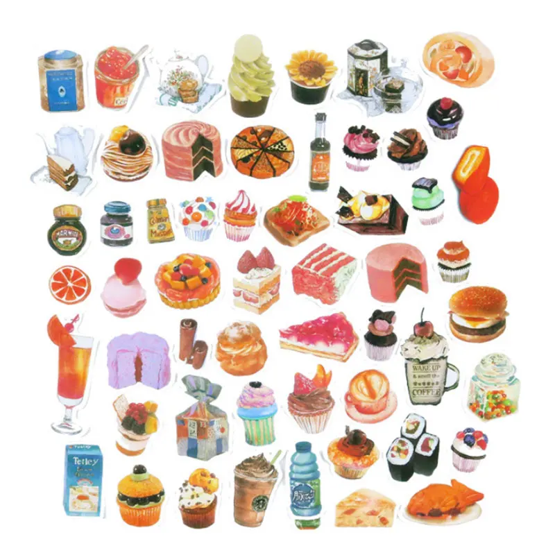 

57 pcs/bag All kinds of snacks paper sticker children diy Handmade Gift Card photo album Scrapbook diary decoration sticker