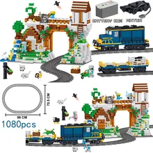 

LELE 1080PCS Minecraft Train with Motor Track Box Building Blocks Mini Bricks Kit Figures legoings Educational Toys For Children