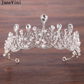 

JaneVini Luxury Bridal Rhinestone Crown Headband Crystal Hair Accessories Jewelry Wedding Tiaras Sparkling Princess Headpieces