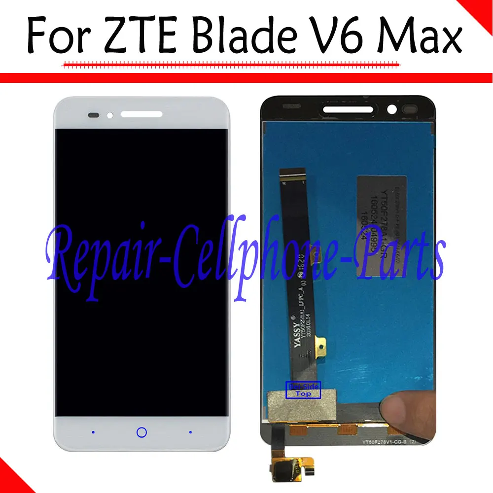 

White 100% New Full LCD DIsplay + Touch Screen Digitizer Assembly Replacement For ZTE Blade V6 Max - Version A +Tracking