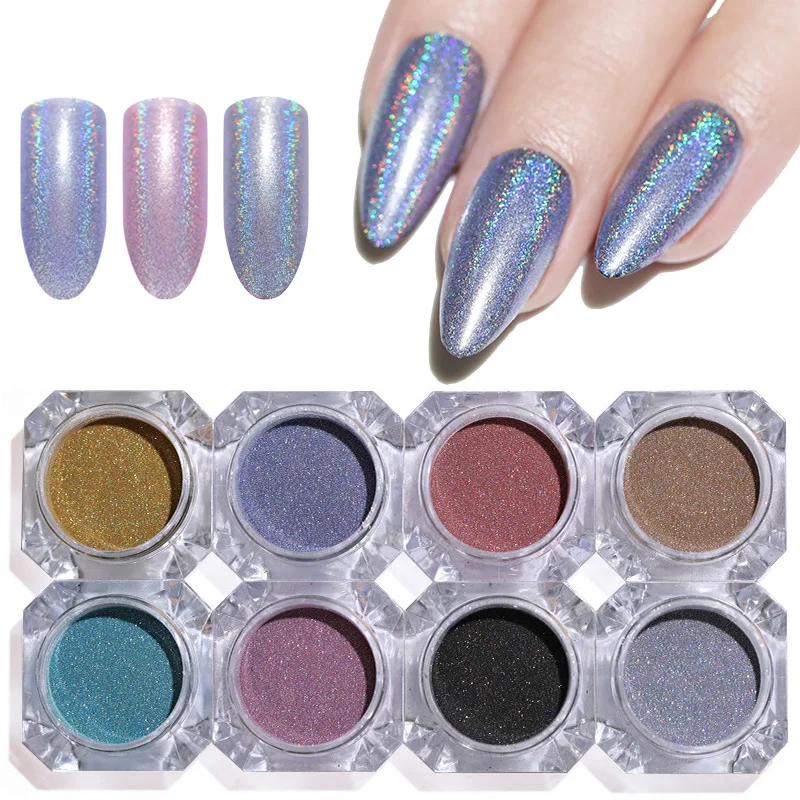 

Holographic Nail Art Glitter Powder Gold Sliver Dust Sequins UV Gel Nail Chrome Pigment Decoration Laser Shiny Nail Glitter Set