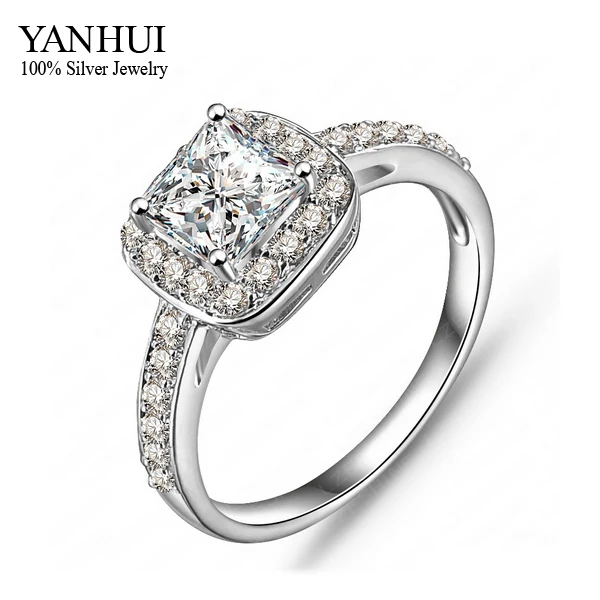 Yanhui Fashion Real 24k White Gold Filled Wedding Rings For Women Yanhui Fashion Real 24k White Gold Filled Wedding Rings For Women With 1 5 Carat Cz Diamant