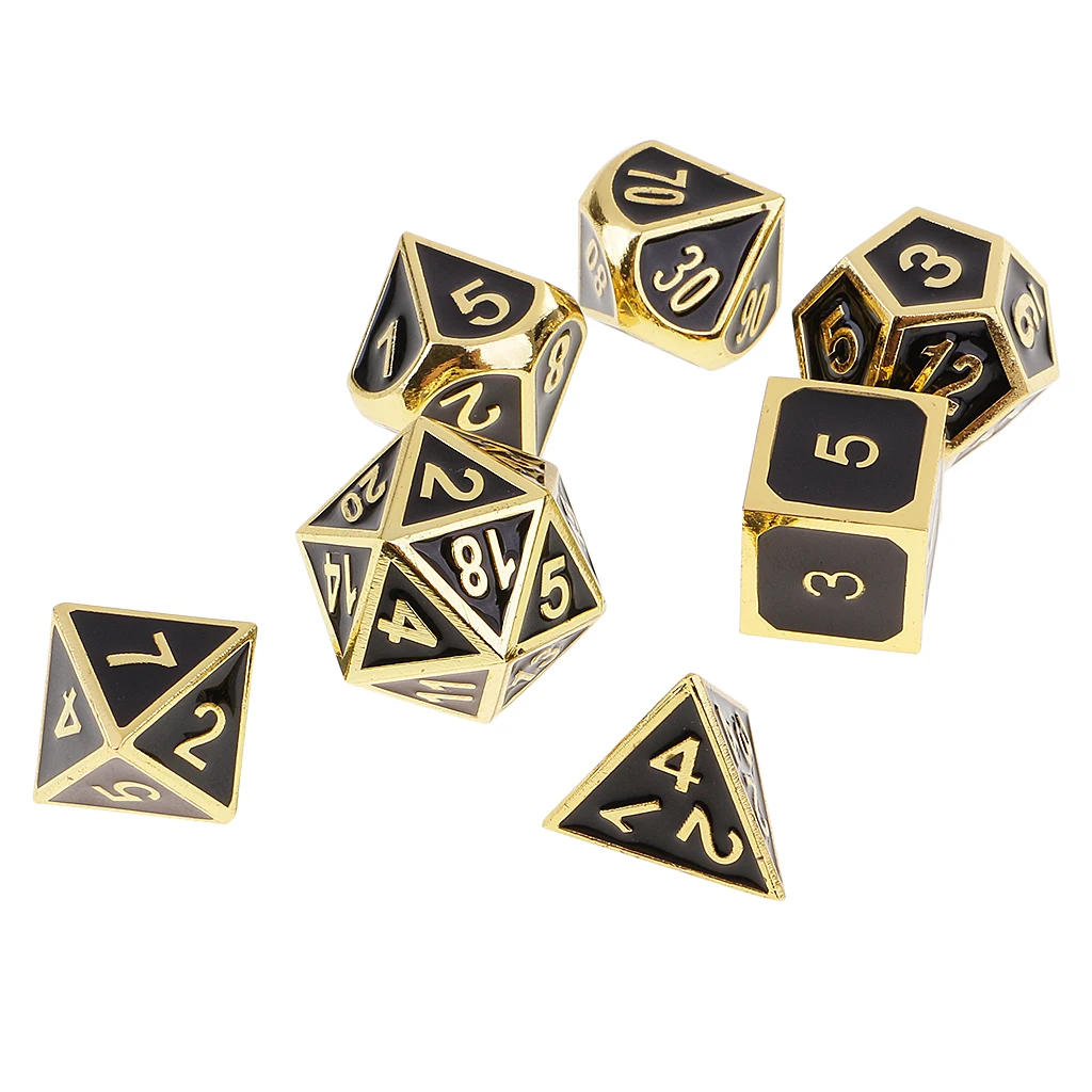 7 Set Metal Polyhedral Dice for Dungeons and Dragons DND +Dice Cup Black #1