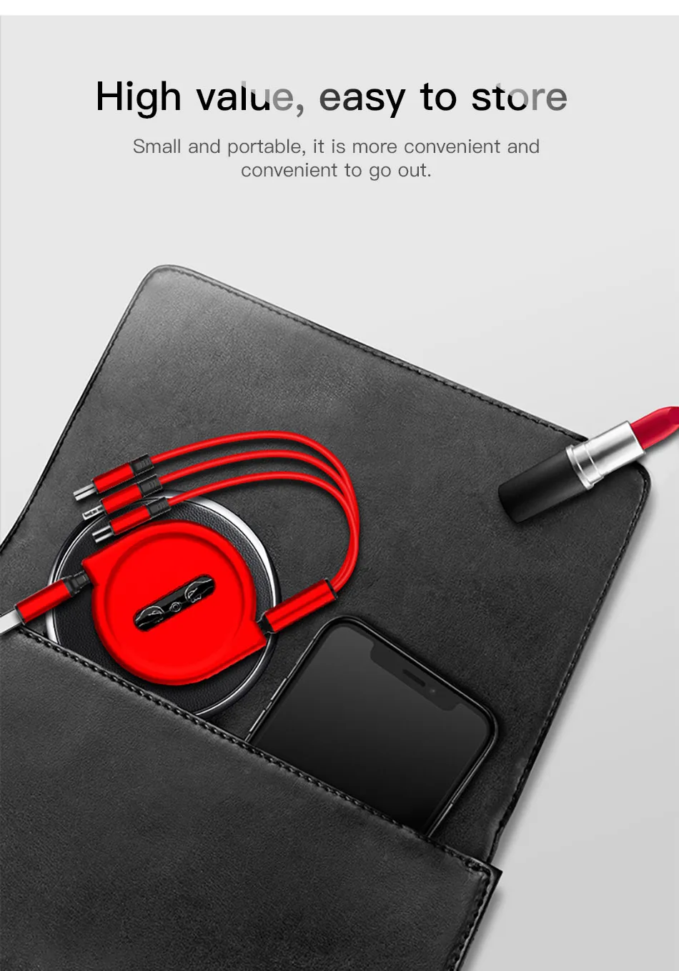 !ACCEZZ 3 in 1 Retractable USB Cable 3A Fast Charging For iPhone XS MAX Micro USB Type C For Samsung Xiaomi Huawei Mobile Phone (9)
