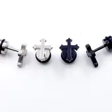 Крест серьга 316L аксессуары из нержавеющей стали серьги в стиле панк-рок черный стержня уха мужчины