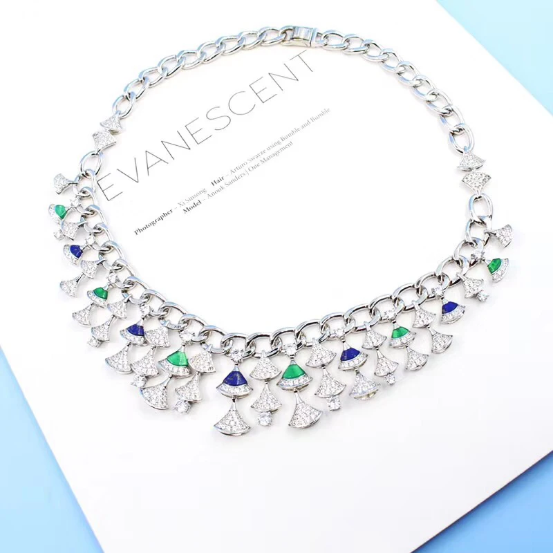 

Top Brand Pure 925 Sterling Silver Jewelry For Women Banquet Pendants Fan Necklace Luxcy Necklace Fine Custom Jewelry Neckalce