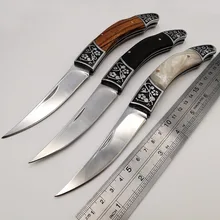 JSSQ Тактический Складной нож 440C Лезвие деревянная оболочка ручка карманные ножи Открытый выживания кемпинг Охота Утилита спасательные EDC инструменты