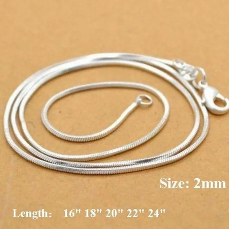 

Beadia Silver Plated Snake Chain Necklaces 2mm Silver Tone Lobster Clasp 16" 18" 20" 22" 24"Pick Length