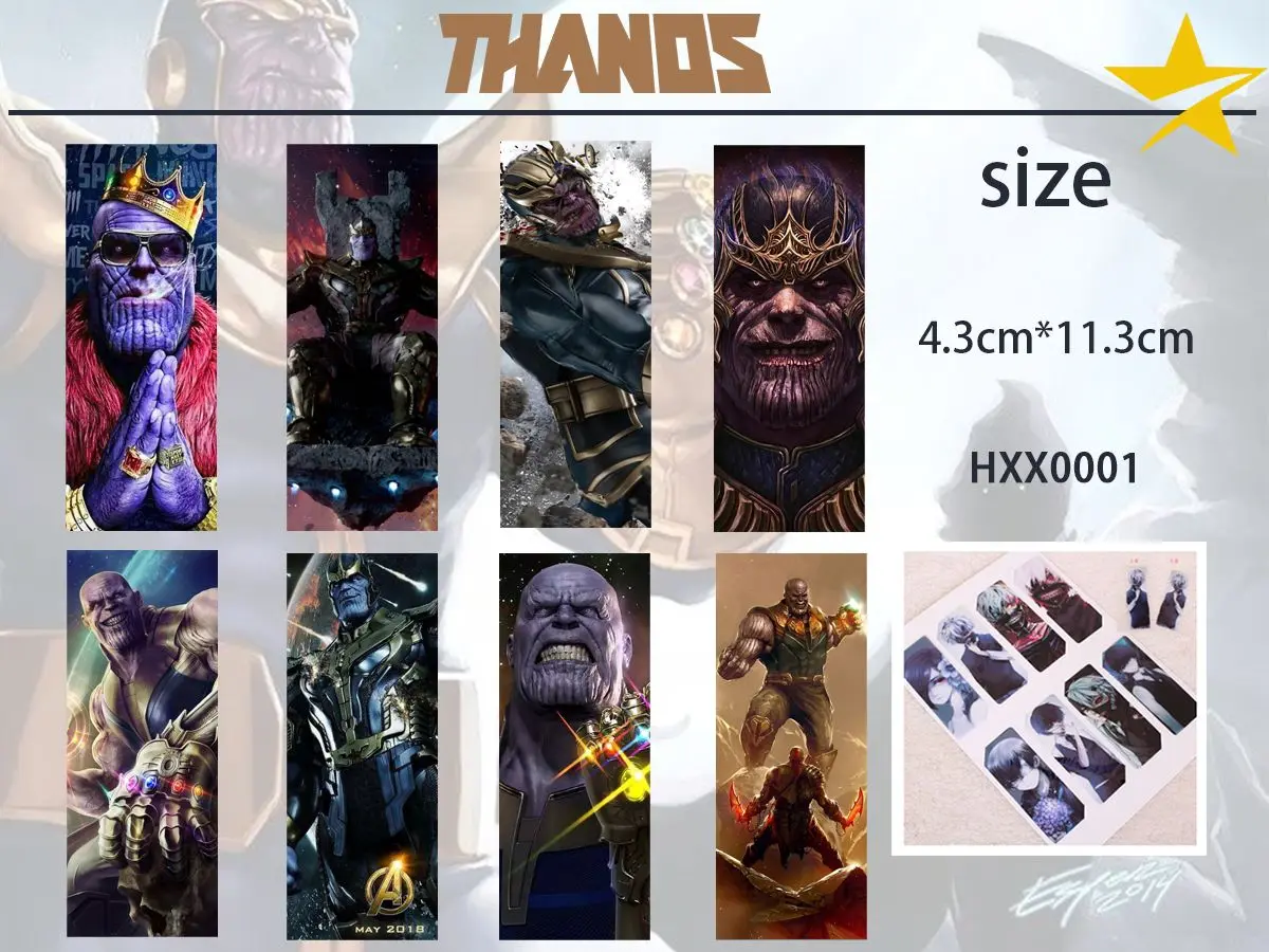 8 шт./компл. Marvel Thanos/Дэдпул/Черная пантера закладки креативная табличка для