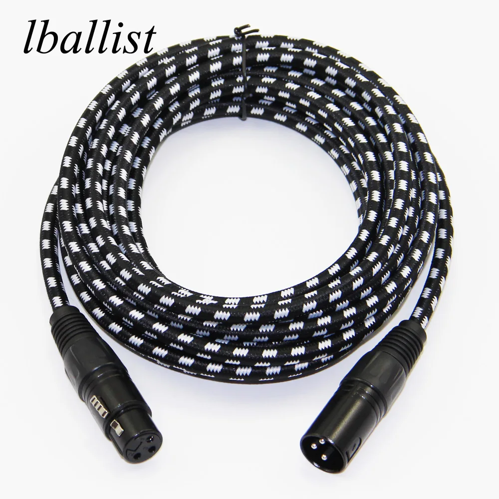 

lballist Cotton baided XLR Cable Male to Female M/F 3pin jack Multi-Shielding+OFC Copper For Mic Mixer 1m 2m 3m 5m 10m 15m