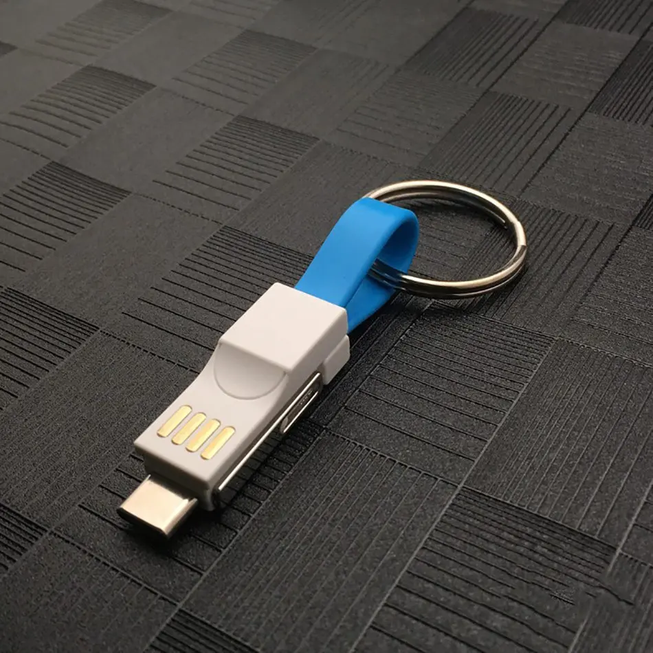 3 в 1 Мини брелок usb кабель Micro Тип usb C для iPhone X XS MAX XR iPod Зарядное устройство синхронизации данных Магнитная Зарядка плоский кабель Шнур - Тип штекера: Blue