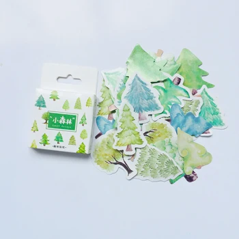 

45pcs /Box Green Tree Forest Decorative Stickers DIY Stick Label Notebook Decor