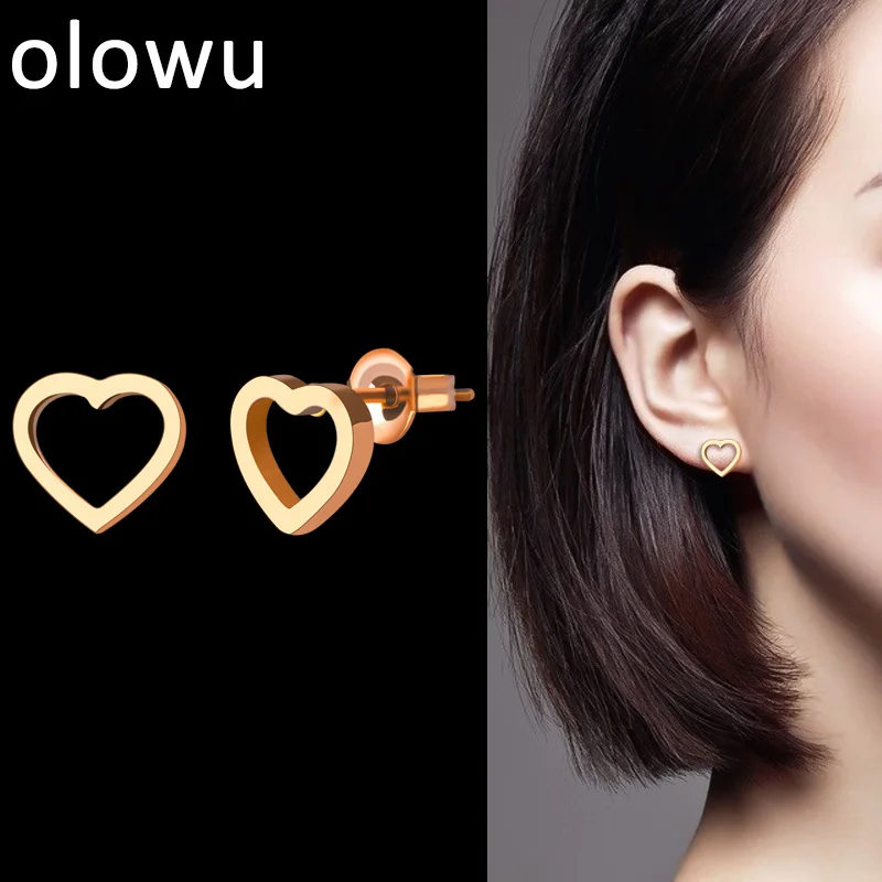 

Korean Heart Earrings Fashion Cute Stud Earrings Gold For Women Men Stainless Steel Earrings Rose Gold Oorbellen Men Earing