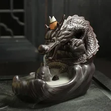 Горелка для благовоний с обратным потоком, креативный домашний декор, керамический держатель для благовоний с драконом, курильница+ 20 конусов для благовоний