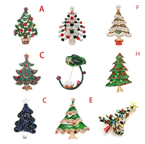 1Pc Rhinestone Tree Brooch Crystal Leaf Christmas Tree Brooches Pins Women Men Fashion Jewelry Gift Mluti Style 2019 New