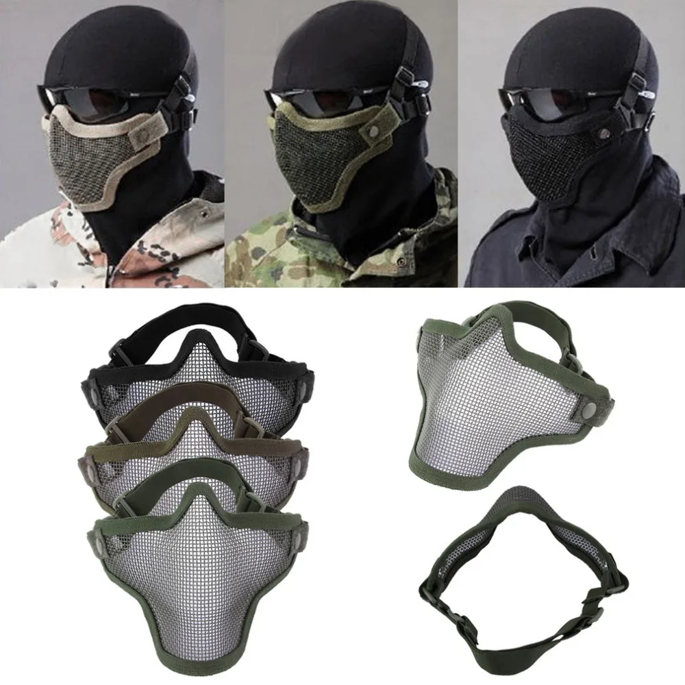 

Half Lower Face Metal Steel Net Mesh Hunting Tactical Protective Airsoft Mask Gofuly