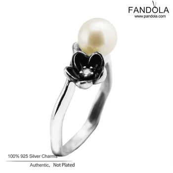

Floral Ring 925 Sterling Silver White Freshwater Cultured Pearl Wedding Rings for Women Fashion Jewelry anillos mujer