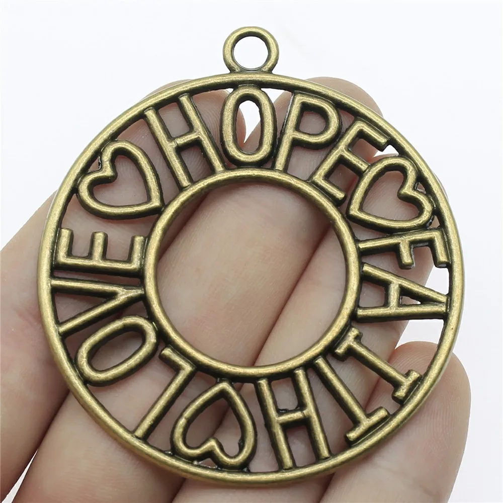 Charms Love Hope Faith Diy Jewelry Findings 3pcs/lot Antique Bronze Plated 2.6x2.3 inch(65x58mm) Love Hope Faith Charms