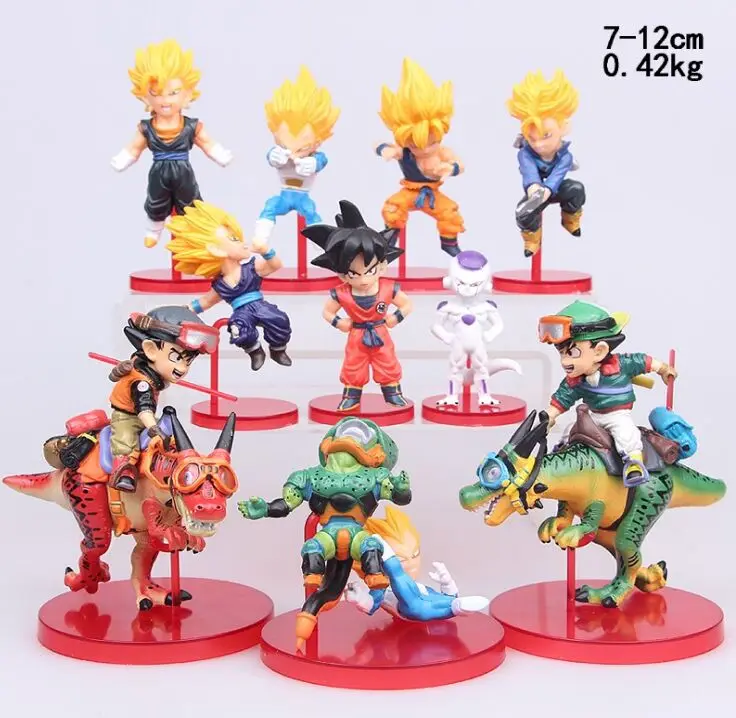 10pcs/set Dragon Ball Z GT Action figures Crazy Party 7 12cm Cell/Goku