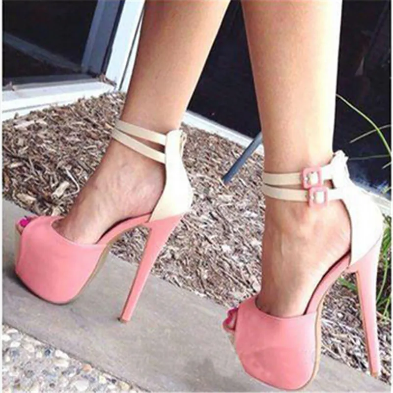 Free Post 2016 new fashion models pink suede, white leather with a heel ...
