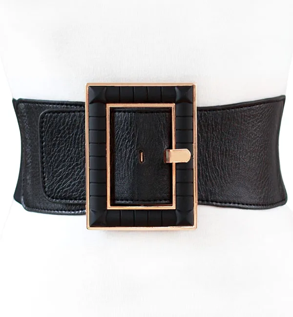  2019 new fashion punk style wide big buckle elastic vintage belt wide cummerbund strap belt waist f