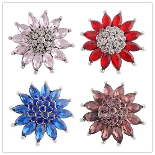 New rhinestone sun flower 20mm snap button snaps jewelry fit for bracelets&ampbangles wholesale KC8922 | Украшения и аксессуары