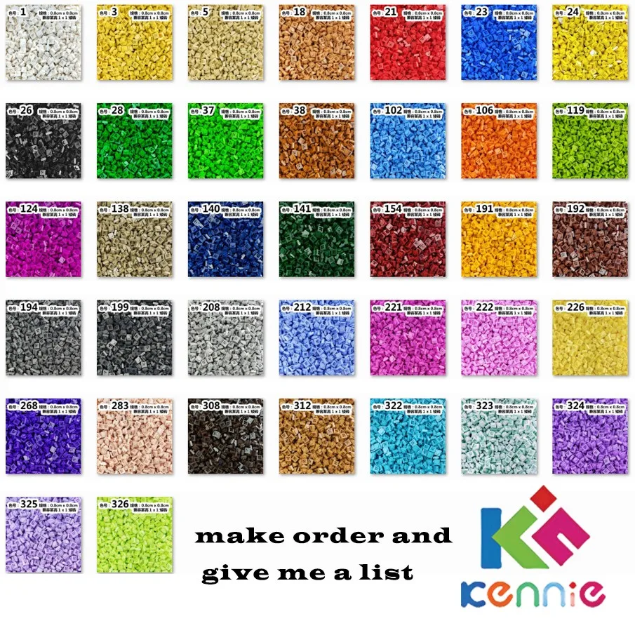 

5800pcs/lot Kennie NO.3024 Bulk color Parts bulk 1x1 low bricks Particles Classic Small Building Blocks Parts DIY toys 1k
