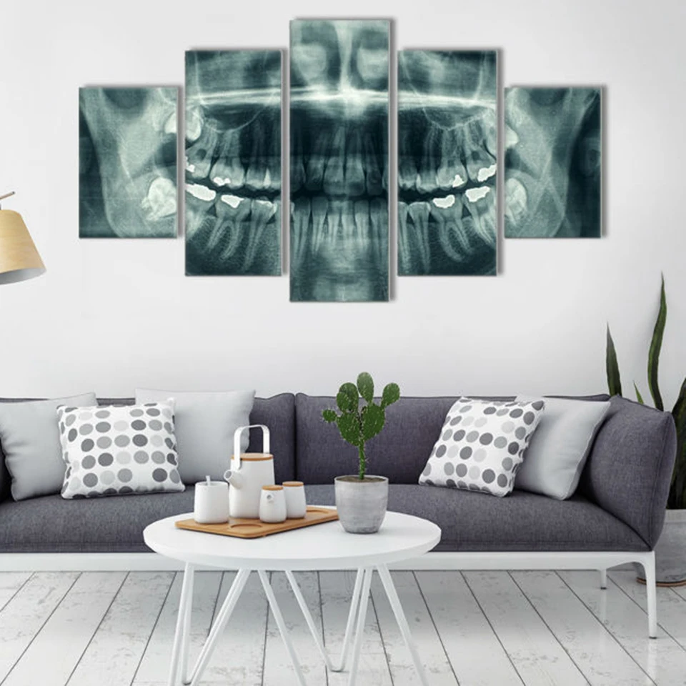 Картина на стену популярное искусство украшение дома 5 панель стоматологический Холст Картина маслом Модульная для гостиной современный тип печати