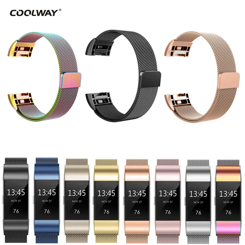 

Smart Bracelet Steel Magnetic Milanese Loop Band for Charge 2 Replacement Quick Release Wristband Strap for Charge 2 Watch