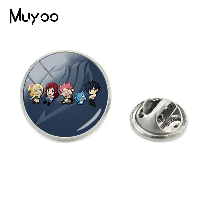 

New Fashion Fairy Tail Glass Dome Gothic Jewelry Collar Pins Hand Craft Jewelry Bohemian Fairy Tail Logo Lapel Pins Mens Gifts