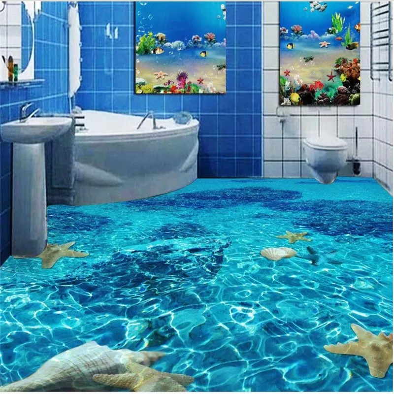 Beach-floor-murals-in-wall-stickers-3D-wallpaper-floor-for-living-room-PVC-waterproof-floor-self