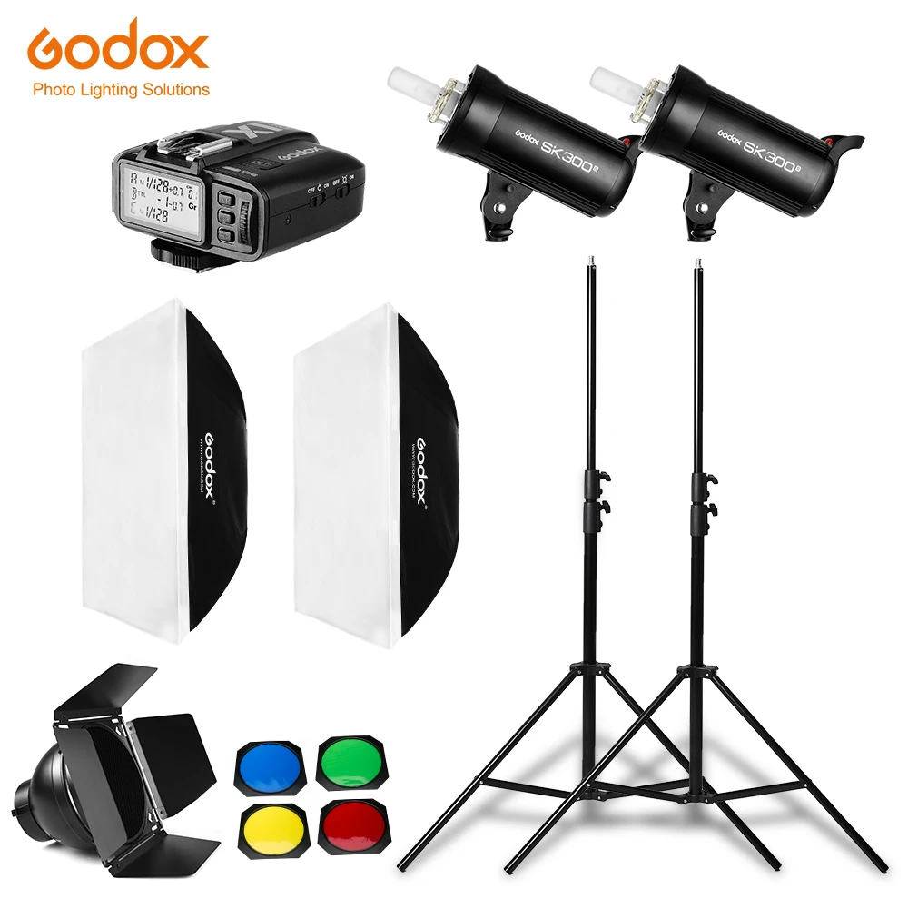 Набор вспышесветильник Godox 600 Вт 2x SK300II 300Ws с триггером системы X1 и 2x60x90 см