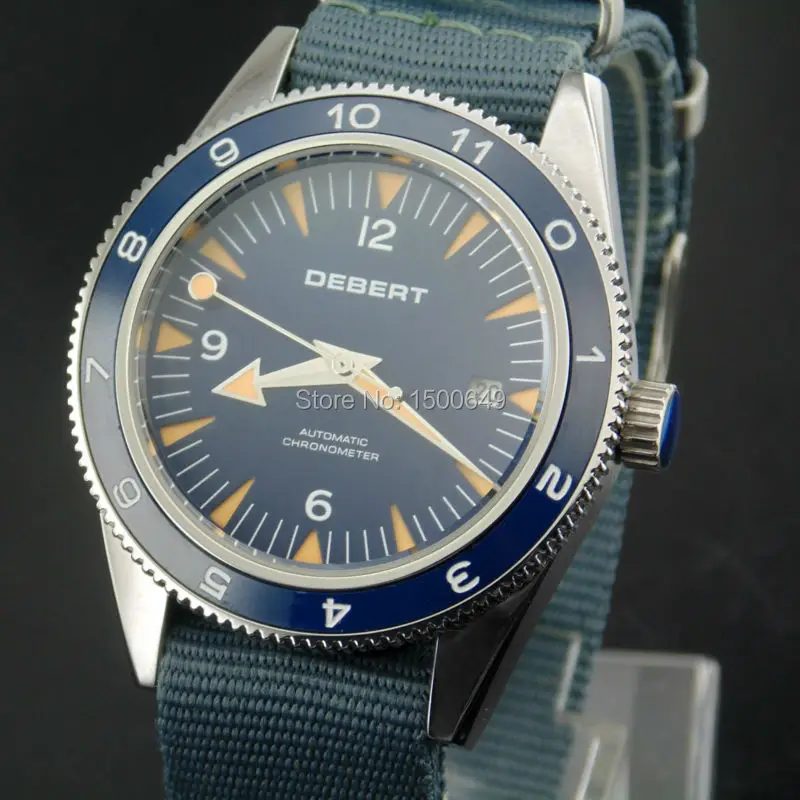 

Debert 41mm Blue Dial Automatic Mechanical Mens watch1906
