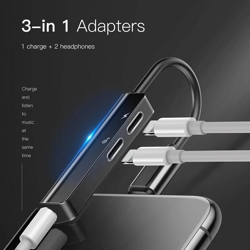 2 в 1 для dual lightning аудио зарядка зарядное устройство для iPhone xs max xr x 8 7 plus 3,5 мм разъем для наушников кабель-адаптер aux