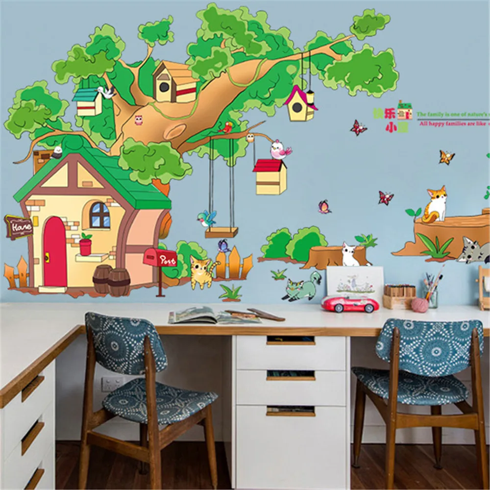 Autocollants Muraux En Forme De Mariposas D Animal Chat Etiquette Decorative Bricolage Pour Arbre Maison Tv Decor De Maison De Famille Decoration De Chambre A Coucher Aliexpress