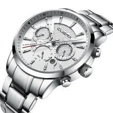 CUENA Men's Watches Chronograph Luminous Hands Auto Date Stainless Steel 30m Waterproof Quartz Watches Men Fashion Watch 2018 CUENA Men's Watches Chronograph Luminous Hands Auto Date Stainless Steel 30m Waterproof Quartz Watches Men Fashion Watch 2018