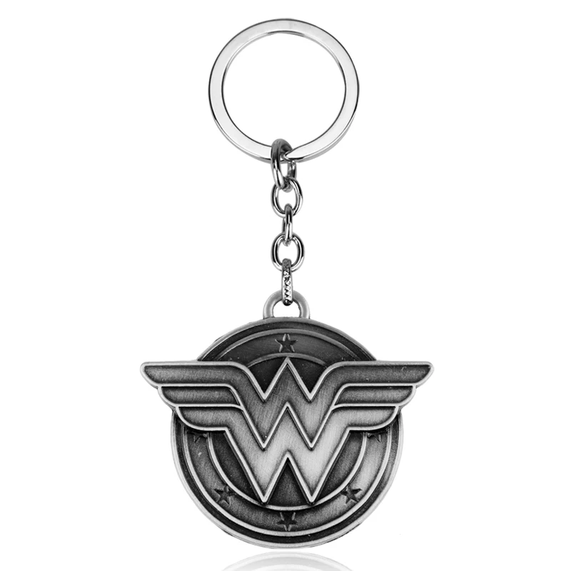 DC комические ювелирные изделия супергероя Wonder Woman Ж Крылья Логотип кулон брелки Мужские фильм изделия автомобиль брелки для ключей - Цвет: sliver
