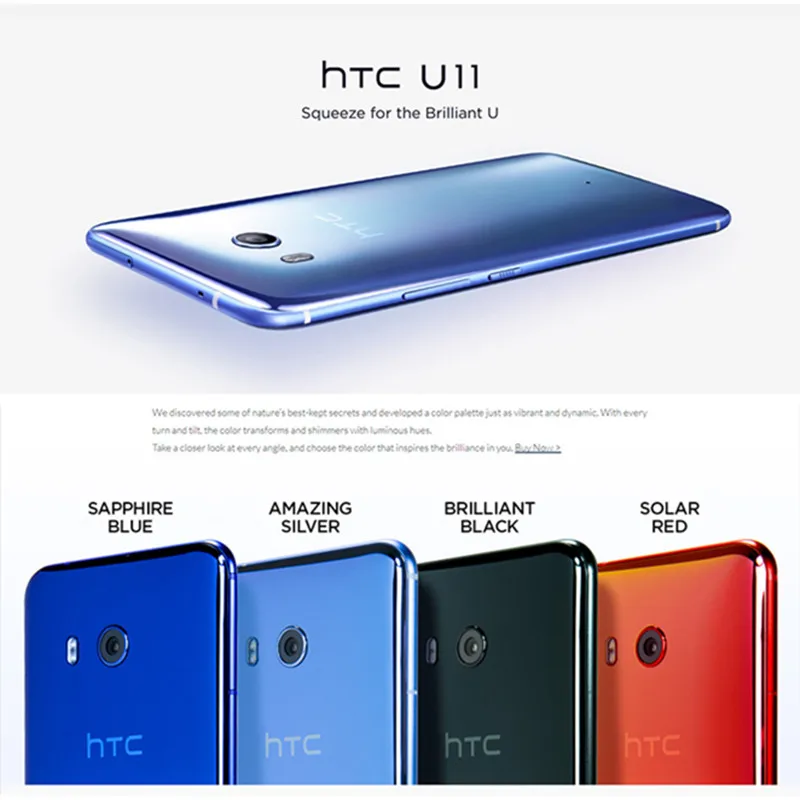 Official Original HTC U11 6GB RAM 128GB ROM 4G LTE Octa Core Snapdragon 835 IP67 Waterproof 5.5'' Dual Camera Smart Cellphone Official Original HTC U11 6GB RAM 128GB ROM 4G LTE Octa Core Snapdragon 835 IP67 Waterproof 5.5'' Dual Camera Smart Cellphone
