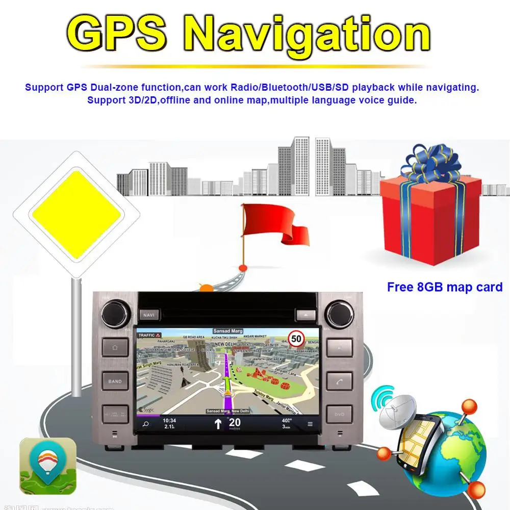 Perfect 4GB RAM Android 7.1/8.0 Car Auto Radio Stereo Head Unit For Toyota Tundra 2014- DVD Multimedia Player GPS Navi Free Map WIFI 4G 5