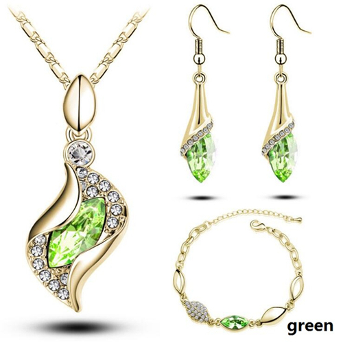 Austrian Crystal Jewelry Set Chain Horse Eye Pendant Necklace Bracelet Earrings Wedding Jewelry Sets Women