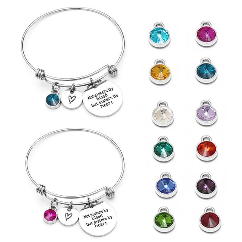 

1PC Crystal Round Bracelet for women Round Metal Letters Phrase Cubic Zirconia Bracelet Chain Girls Silver Elegant Jewelry Gift