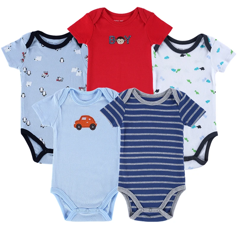 5 Pcslot Baby Bodysuits Summer Newborn Baby Bodysuits O-Neck Baby Clothing Set Next Cotton Baby Jumpsuits (1)