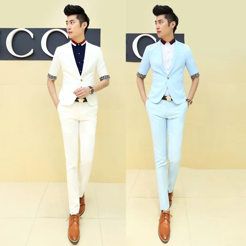 Fashion Cheap Dress Suits For Men 2015 New Arrival Summer Teenagers