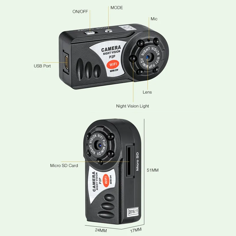 TRINIDAD WOLF Q7 Mini Wifi DVR Wireless IP Camcorder Video Recorder Camera Infrared Night Vision wifi camera