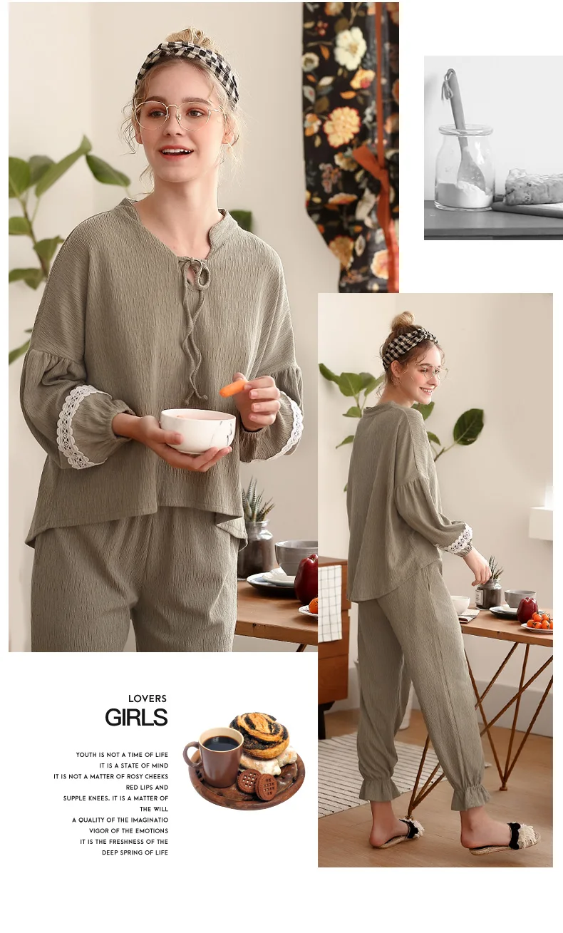 J& Q Pijama Mujer розовый сплошной модная Пижама для женщин Весна поясом воротник прекрасный женский Домашняя одежда костюмы плюс размеры Pjs